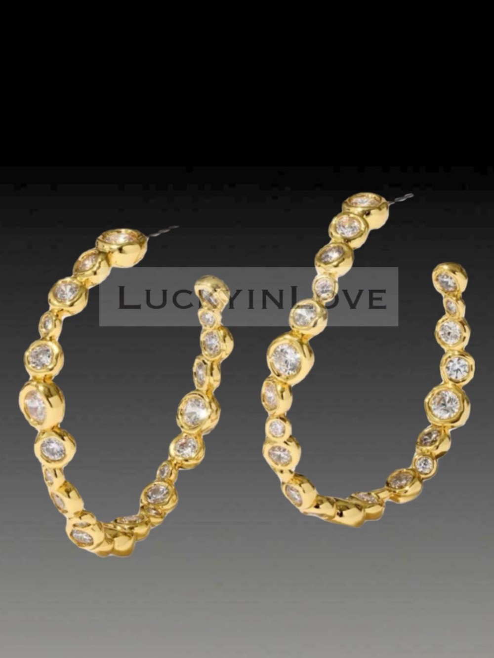 Alexis Bittar Asterales Gold CZ Medium Hoop Earrings